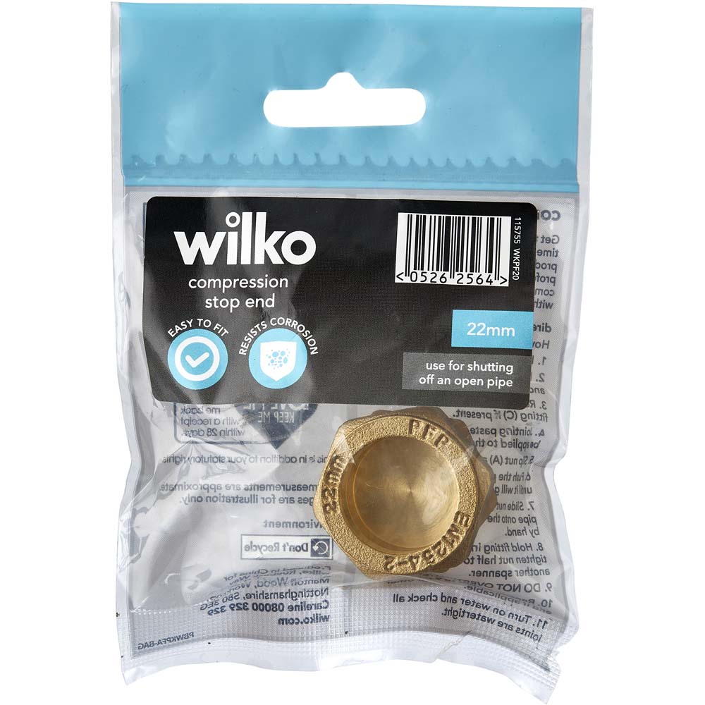 Wilko 22mm Compression Stop End Image 4