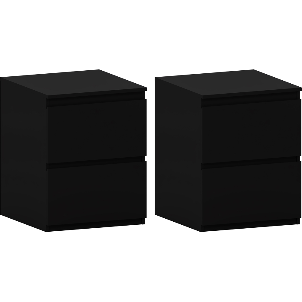 VIDA DESIGNS Denver 2 Drawer Black Large Bedside Cabinet Set of 2 Image 2