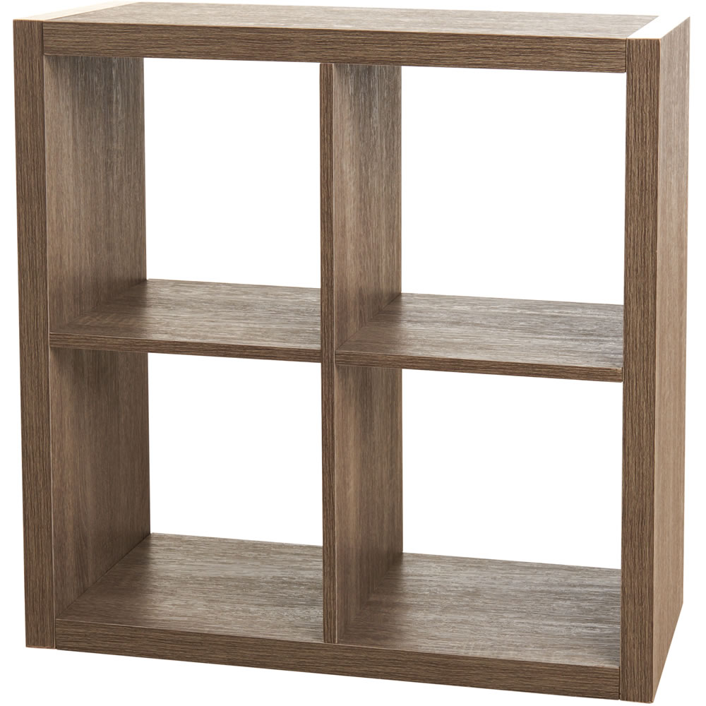 Wilko Oslo 4 Cube Grey Wood Effect Storage Unit Wilko