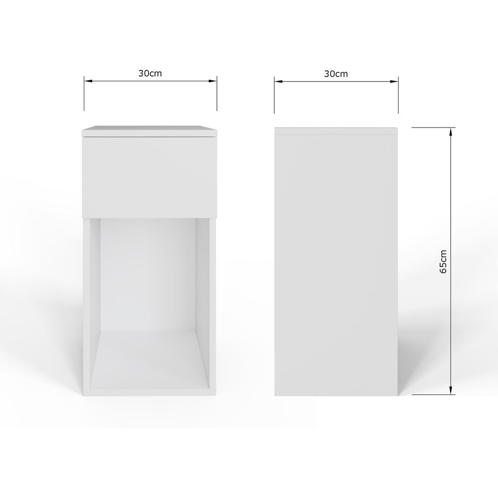 GFW Finn Single Drawer Single Shelf White Slim Bedside Table Image 9