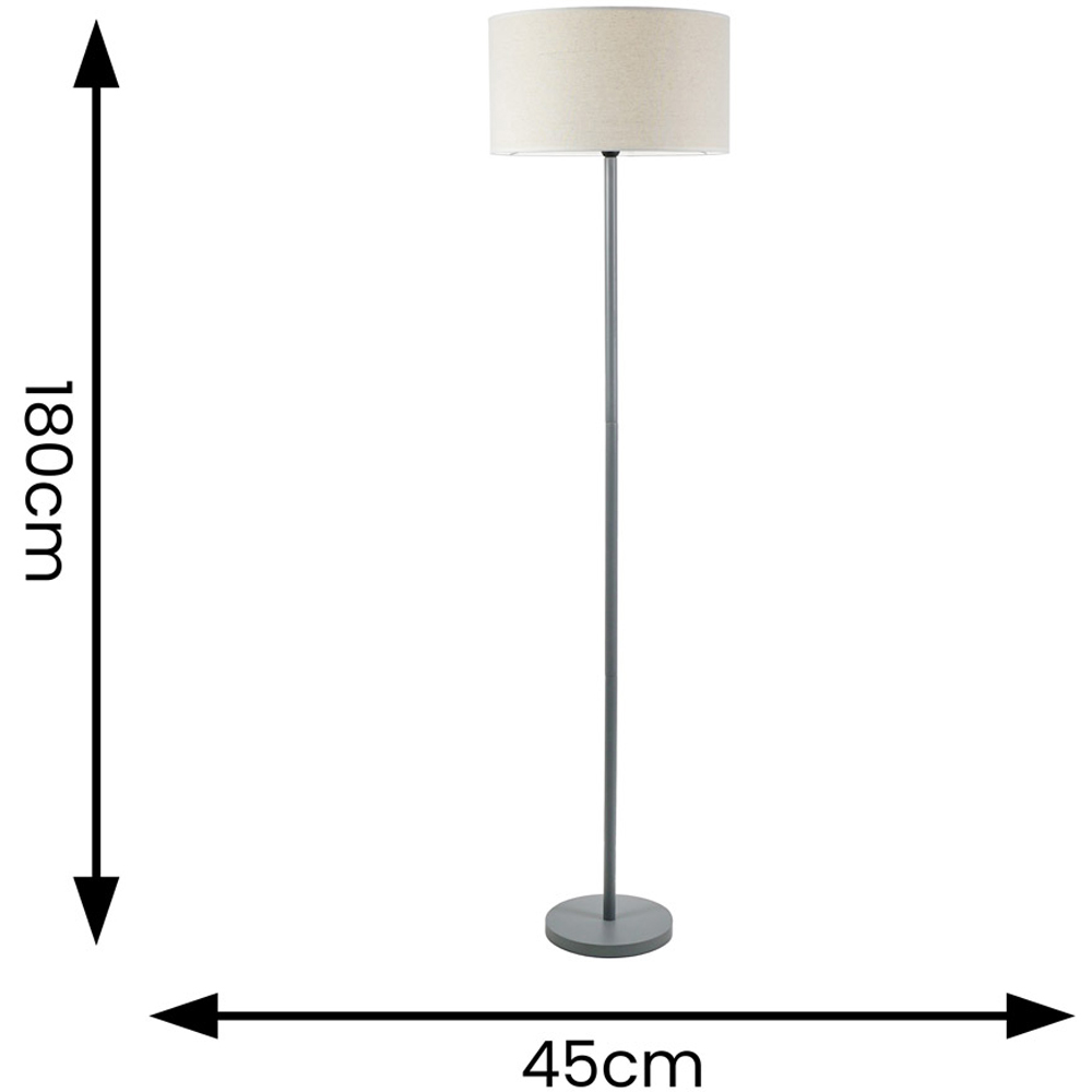 ValueLights Heather Natural White Trim Drum Shade Grey Wood Stem LED Floor Lamp Image 4