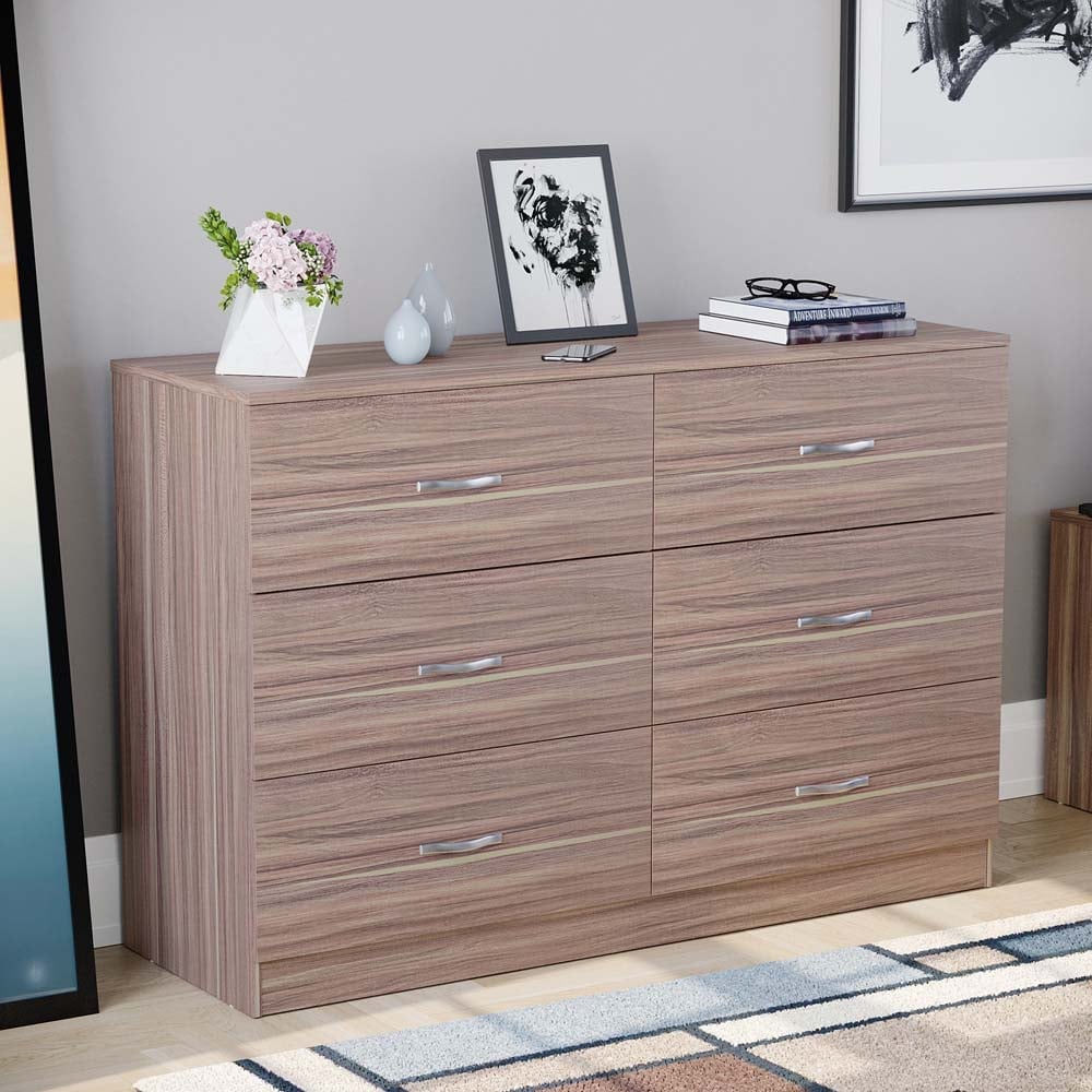 Vida Designs Riano 6 Drawer Walnut Chest of Drawers with Metal Handles Image 8