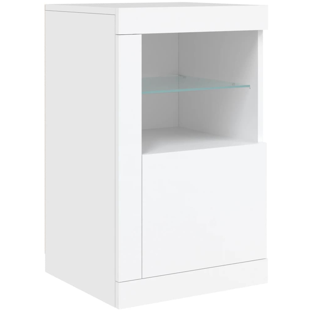 vidaXL 2 Door 8 Shelf White LED Sideboard 3 Piece Image 7