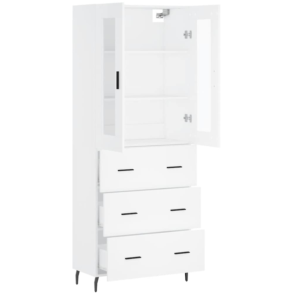 vidaXL 2 Door 3 Drawer 3 Shelf White Highboard Image 4