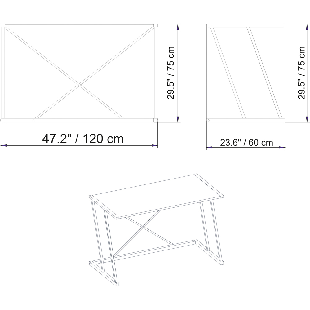 Decorotika Anemon White Marble and Gold Wide Computer Desk Image 5