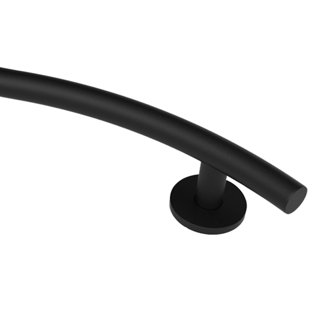 Fitzroy of London Luxury RAL 9005 Matt Black Stainless Steel Straight Concealed Fixing Grab Rail 620mm Image 2