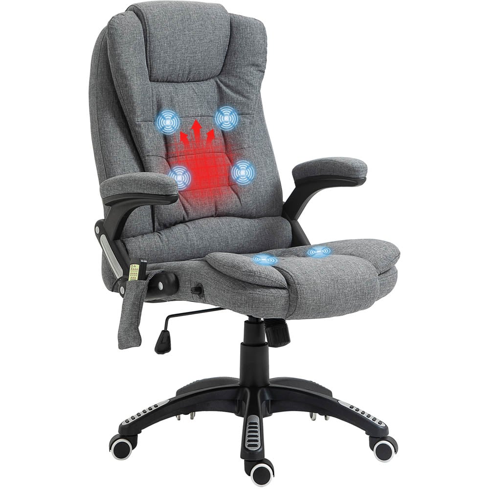 Portland Grey Linen Swivel Massage Recliner Office Chair Image 2