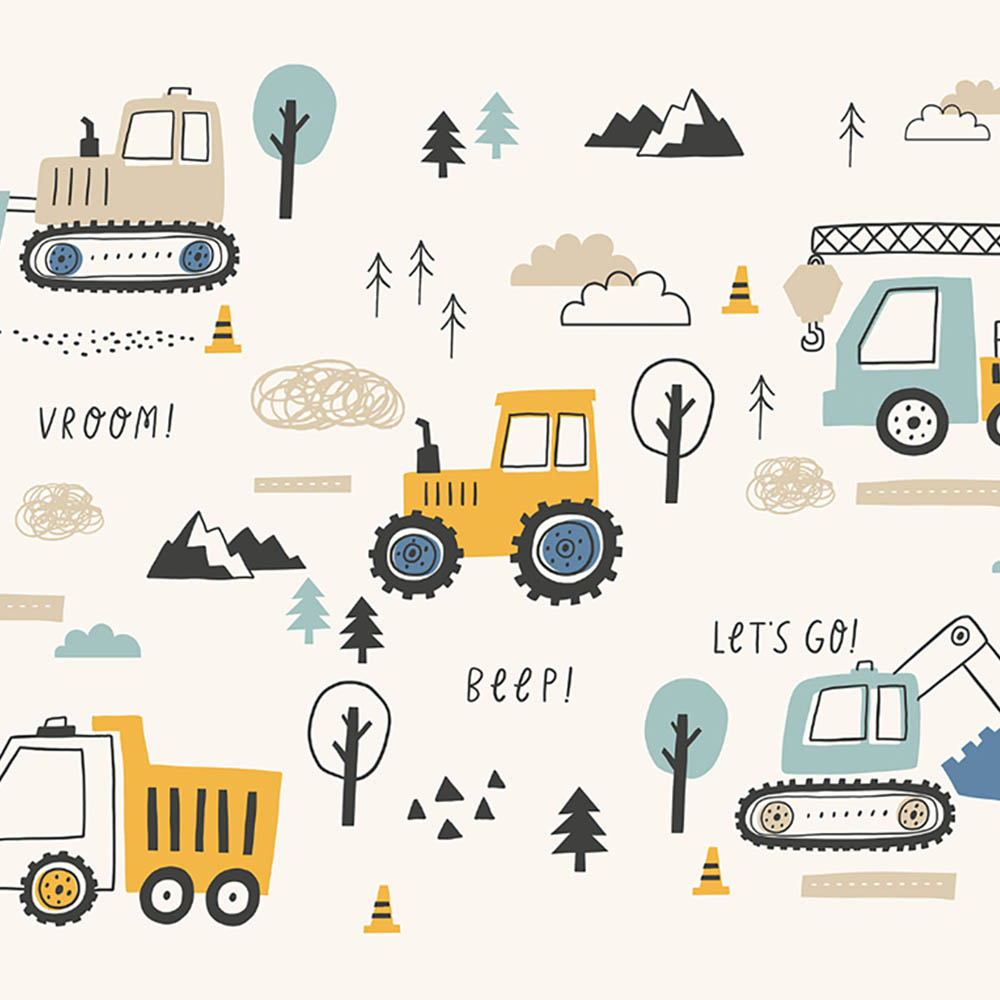 Origin Murals Tractors And Diggers Gold Wall Mural Image 2