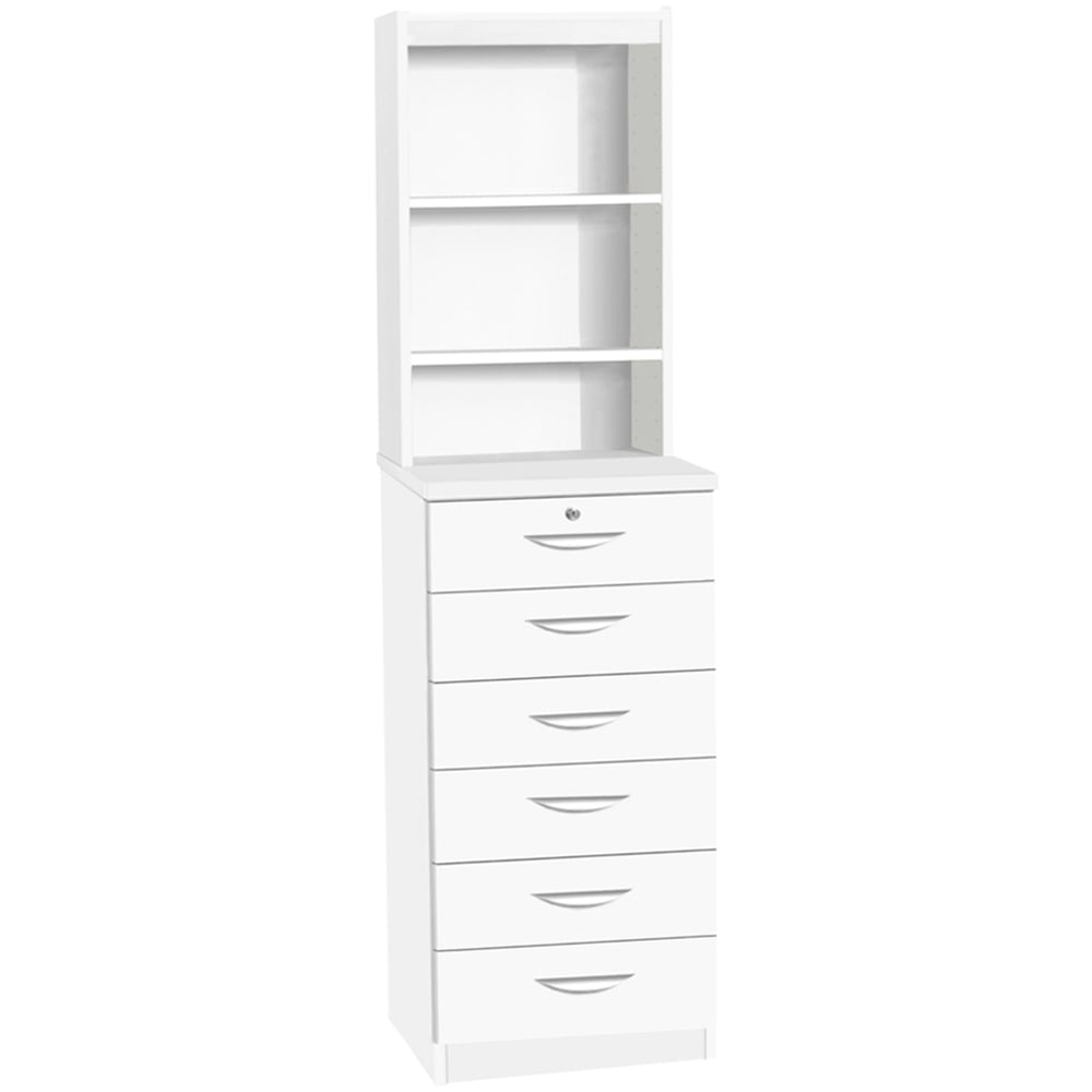 R White Cabinets 6 Drawer 3 Shelf White Chest of Drawers with Hutch Image 2
