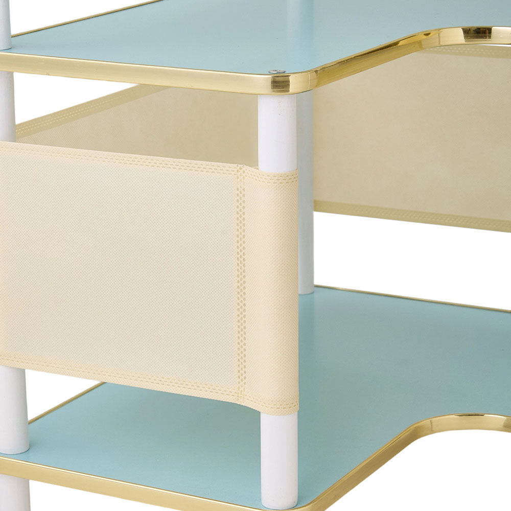 Living and Home 6 Shelf White and Blue L-Shaped Corner Bookcase Image 5