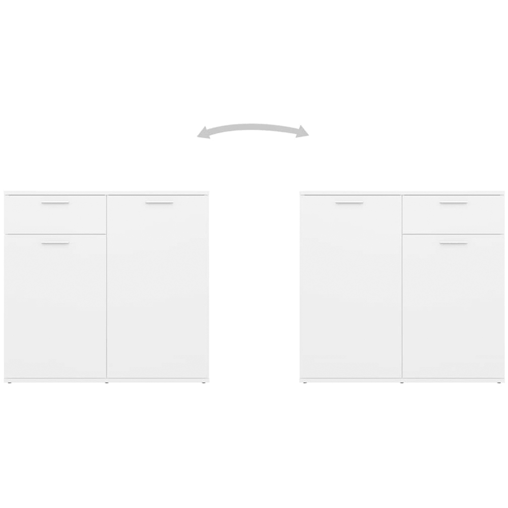 vidaXL 2 Door Single Drawer White Sideboard Set of 2 Image 4