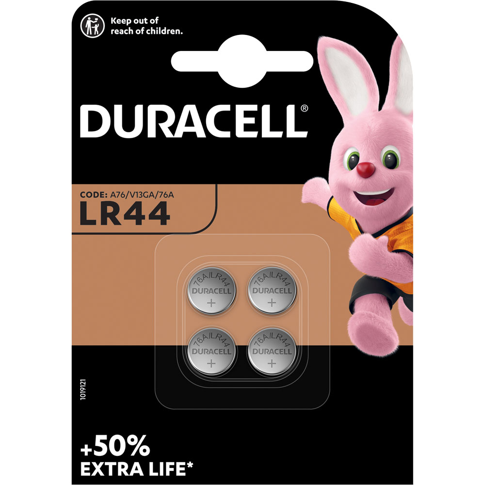Duracell Specialty LR44 4 Pack Alkaline Button Batteries Image 1