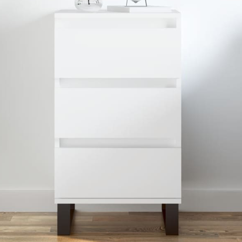 vidaXL 3 Drawer White Sideboard Image 1