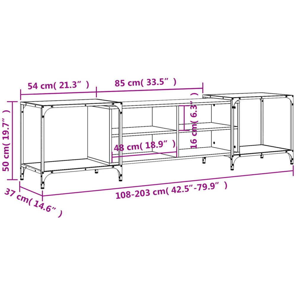vidaXL 4 Shelf Brown Oak TV Cabinet Image 9