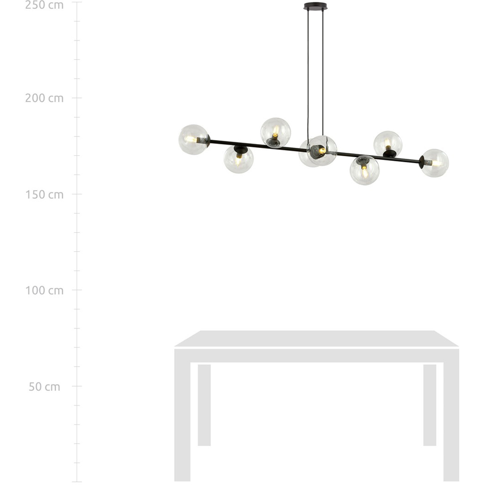 Emibig Rossi 8 Light Transparent Shade Black E14 Ceiling Pendant Light Image 7