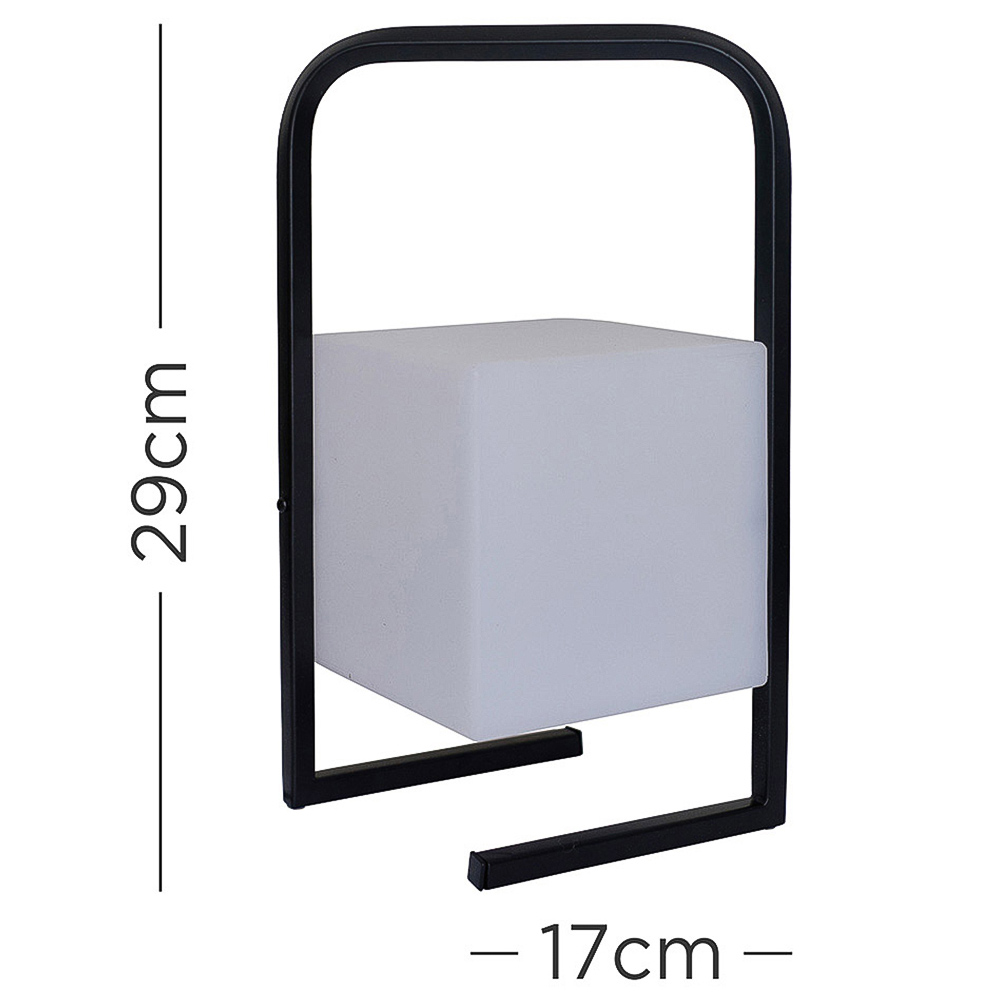 ValueLights Corte Black and White Cube LED Garden Table Lamp Image 9