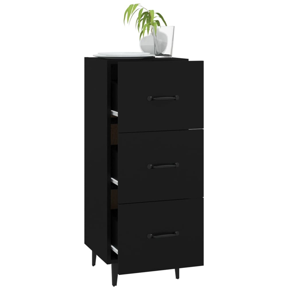 vidaXL 3 Drawer Black Wooden Sideboard Image 4