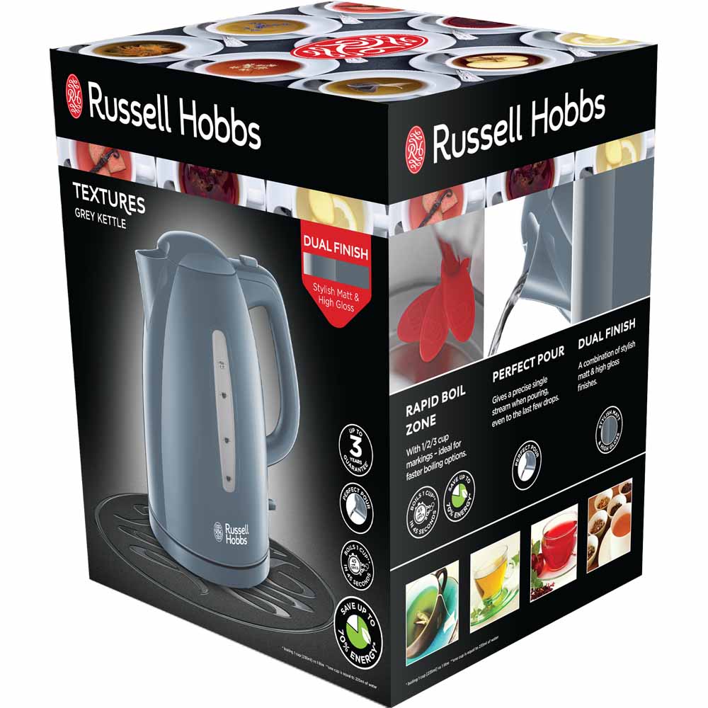 Russel Hobbs Grey Textures Kettle 1.7L Wilko