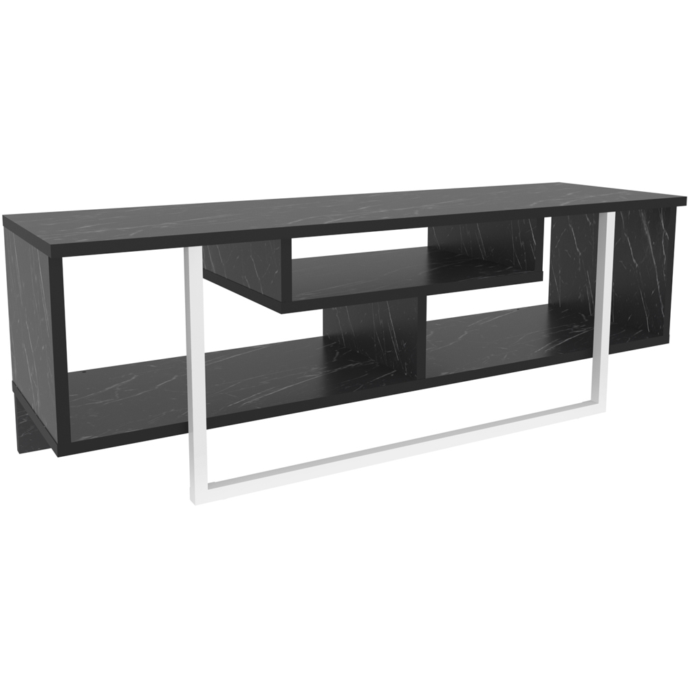 Decorotika Asal Black Marble Effect and White Wide TV Unit Image 2