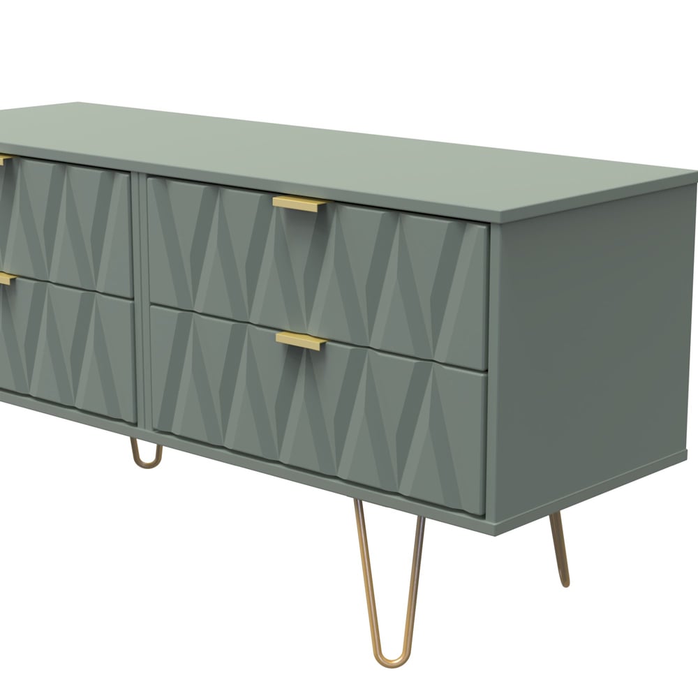 Crowndale Diamond 4 Drawer Reed Green Chest of Drawers Image 5