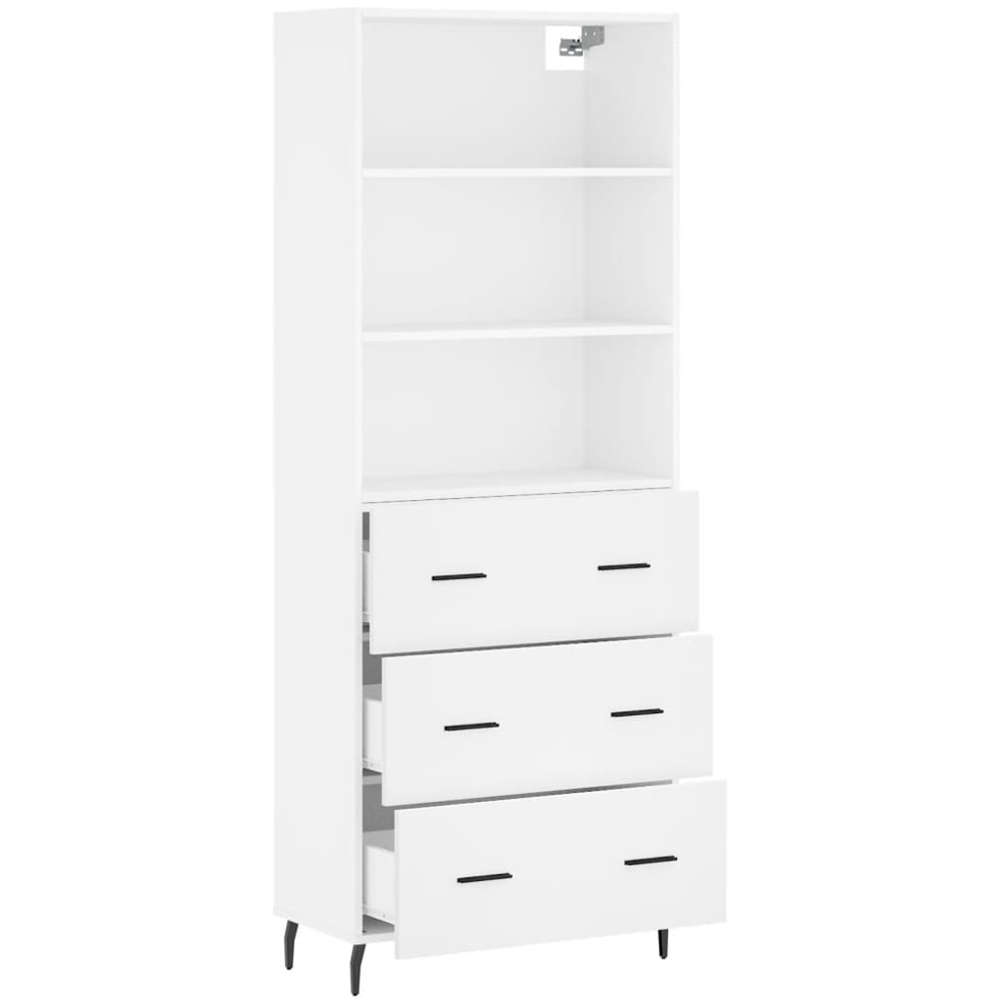 vidaXL 3 Drawer 3 Shelf White Tall Highboard Image 4