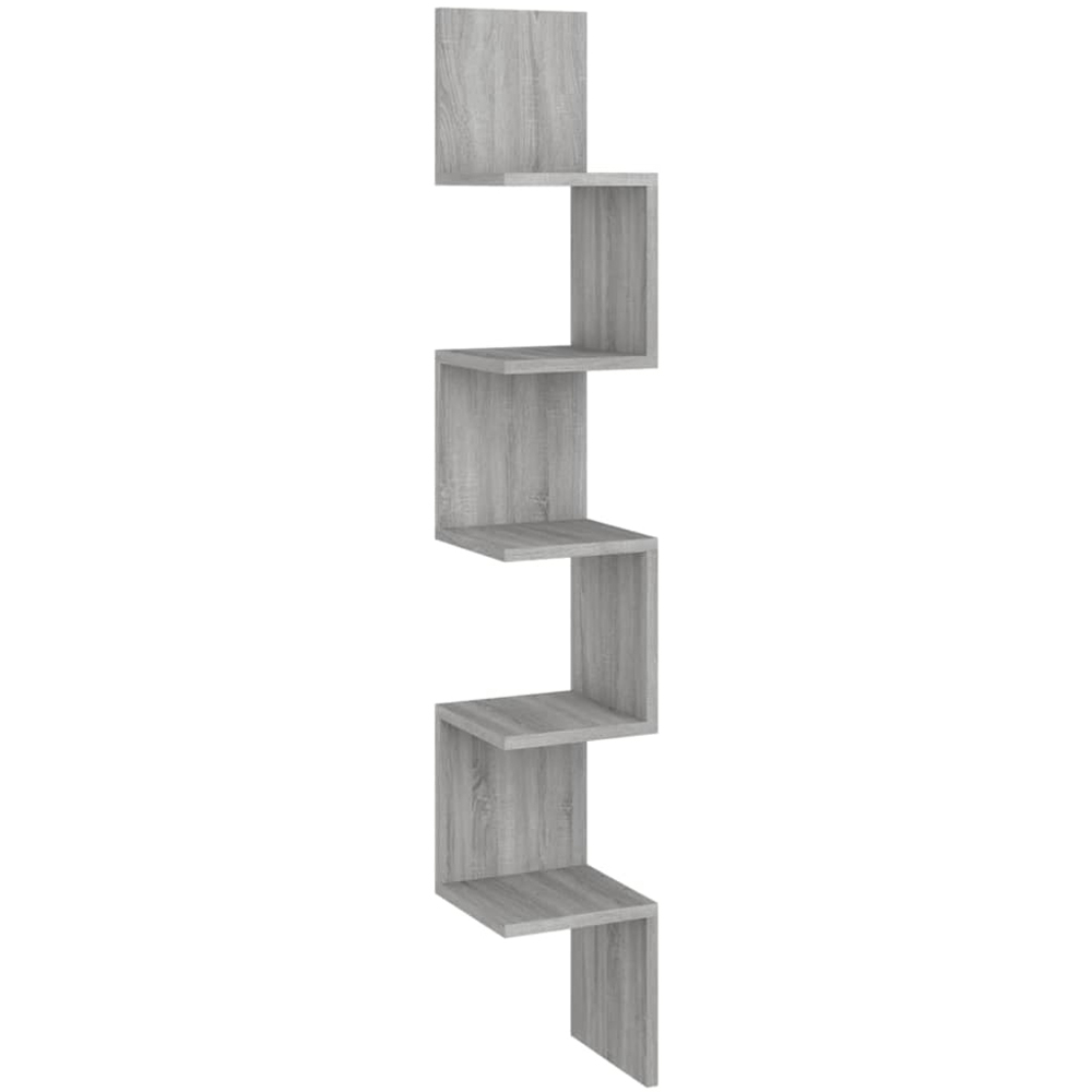 vidaXL 5 Shelf Grey Corner Wall Shelf Image 1