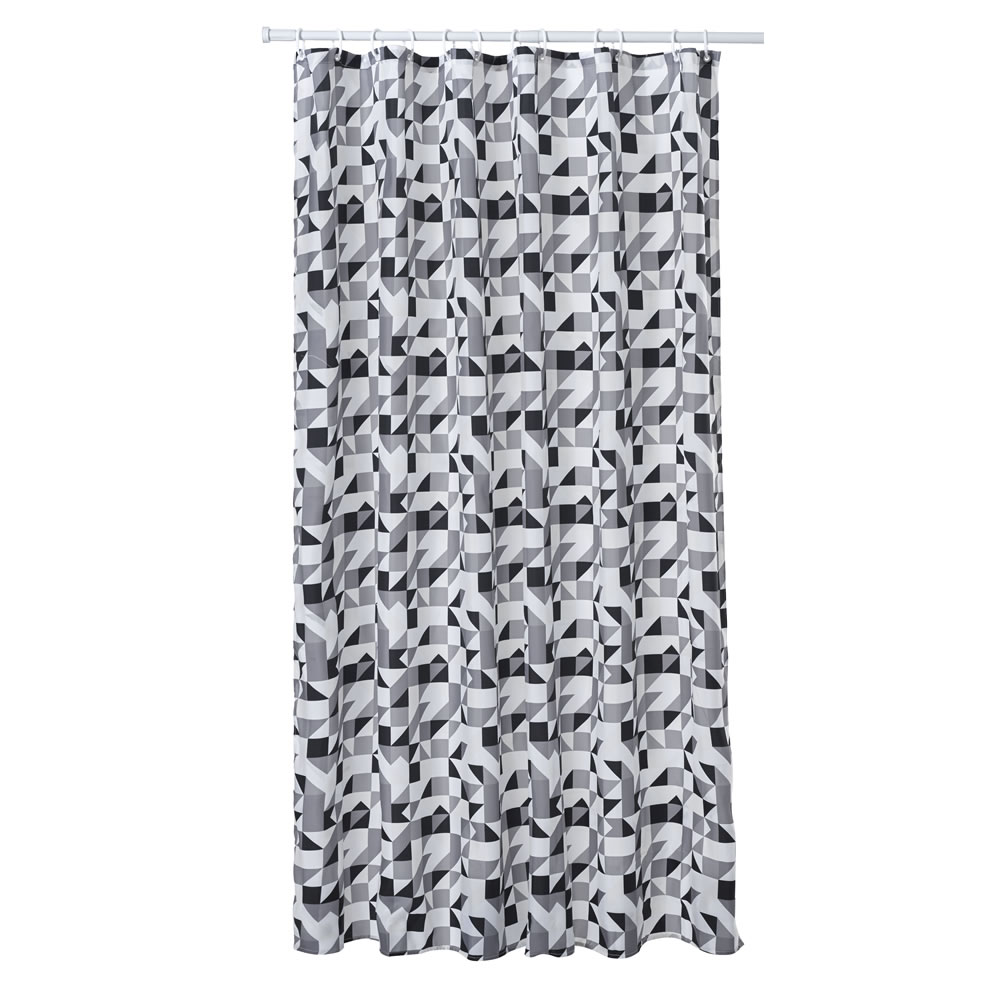 Wilko Black and White Stripe Shower Curtain Image