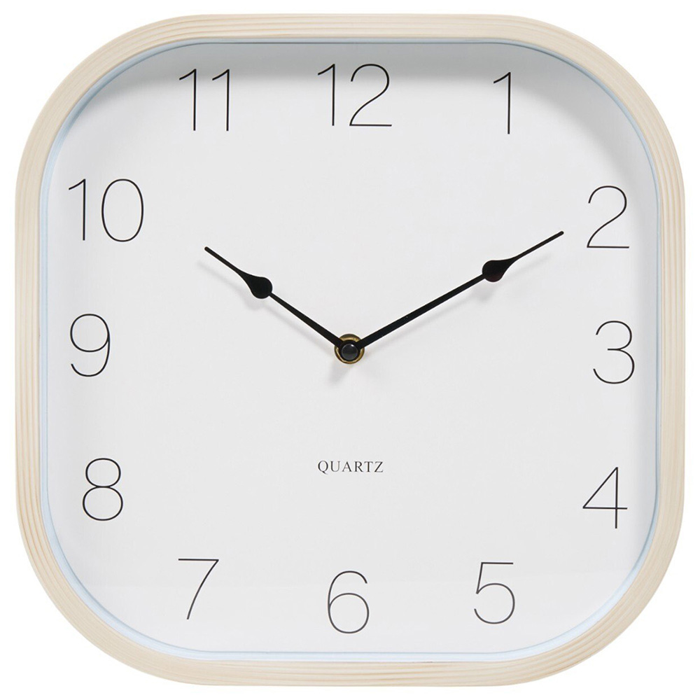Wood Effect Wall Clock Neutral Image 1