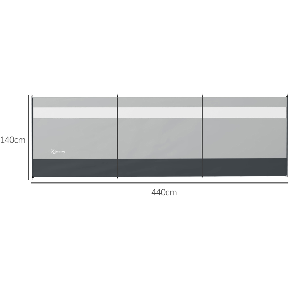 Outsunny Grey Camping Windbreak with Clear Windows and Carry Bag 4.4 x 1.4m Image 9