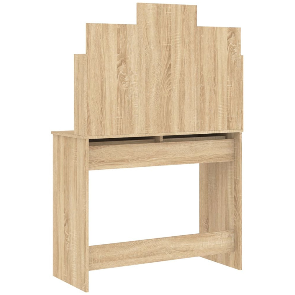 vidaXL 2 Drawer 4 Shelf Sonoma Oak Dressing Table with Mirror Image 6