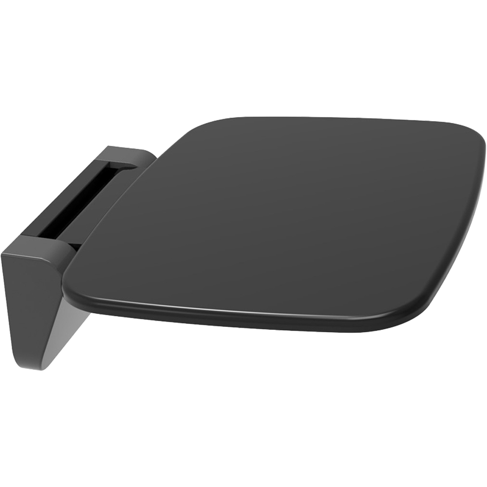 Go Bathrooms Matt Black Plastic Modern Wall Mounted Heavy Duty Shower Seat Image 1