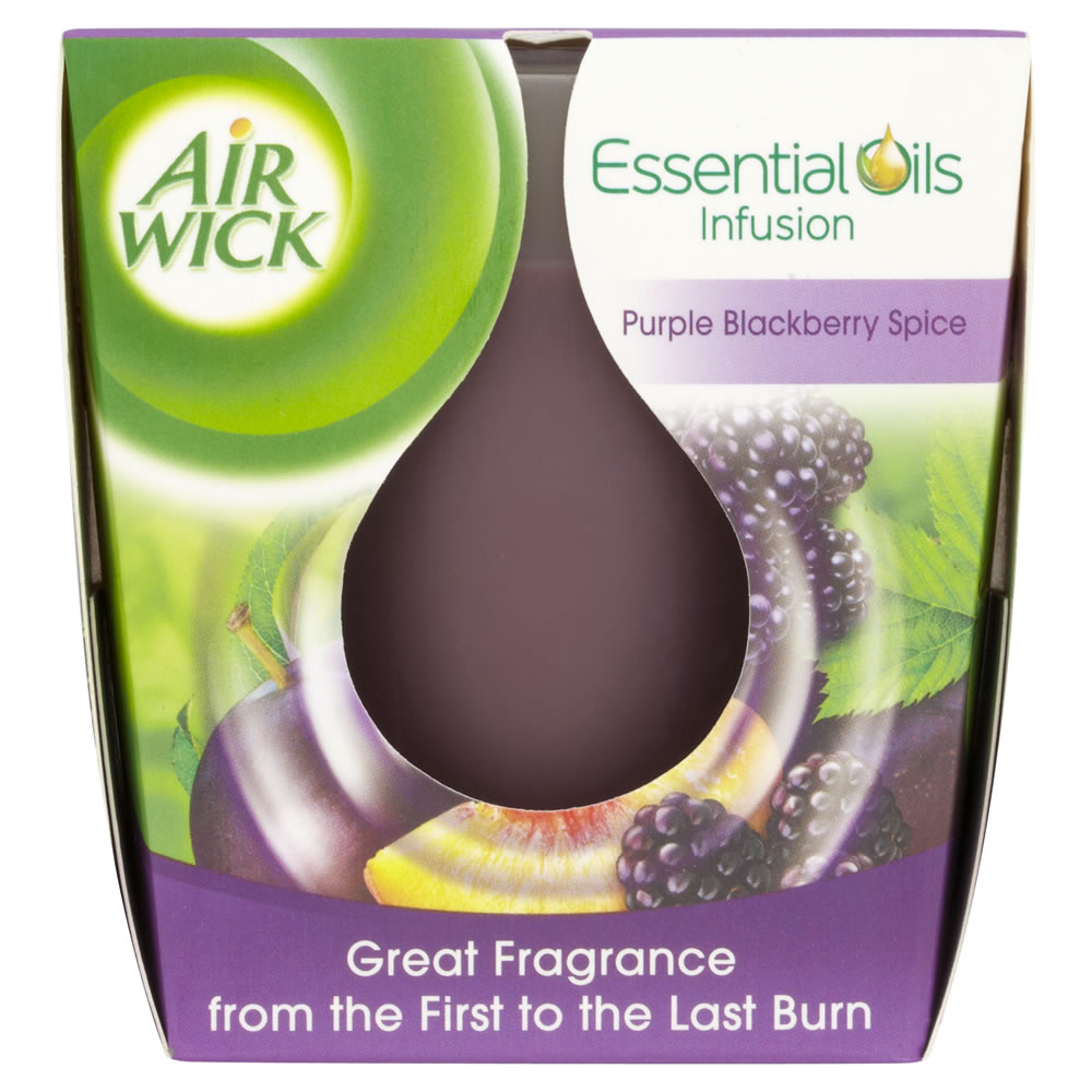 Air Wick Essential Oils Infusion Candle Purple Blackberry Spice Wilko