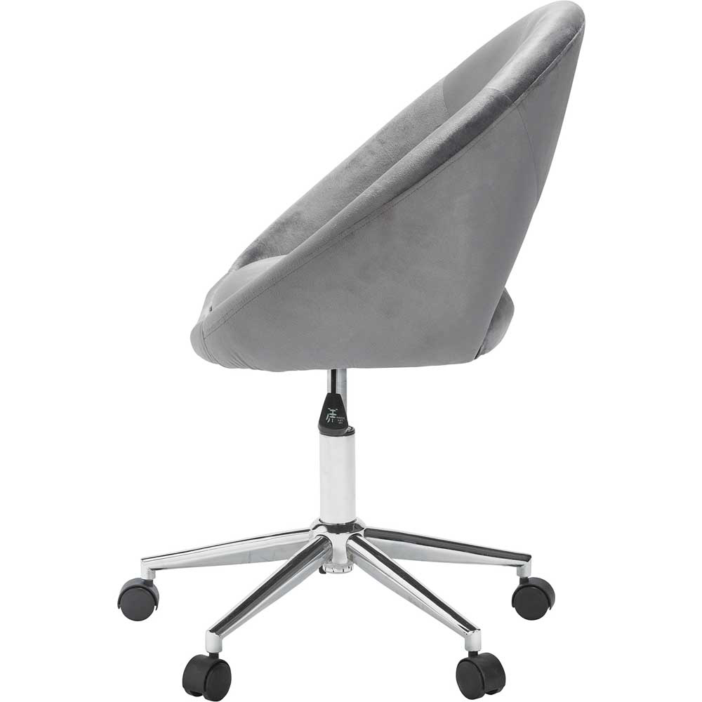 Skylar Grey Velvet Swivel Office Chair Image 3