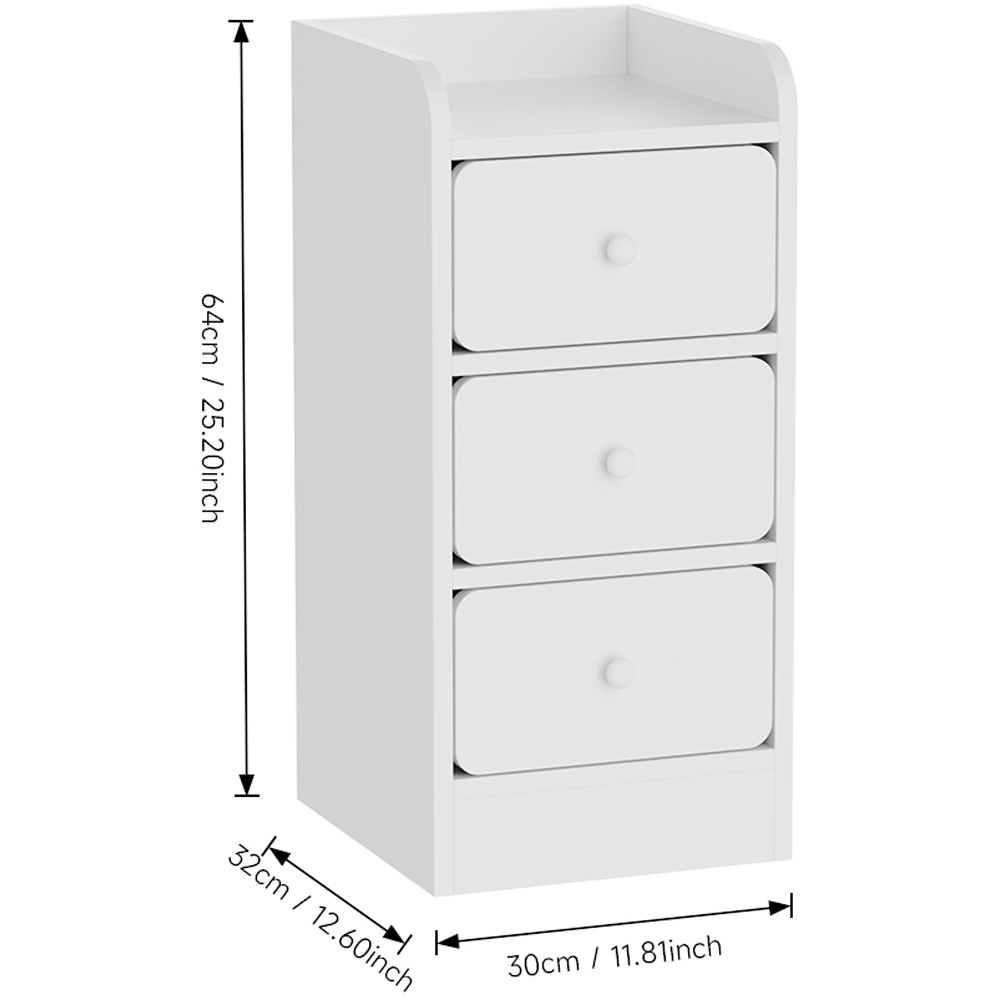 Living and Home 3 Drawer Warm White Bedside Table Image 9