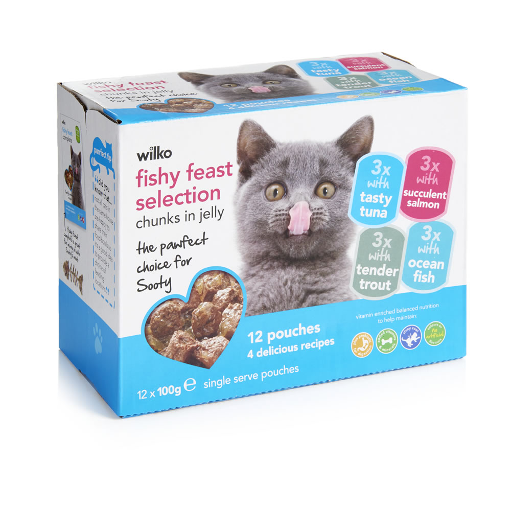 Wilko Fishy Feast Selection in Jelly Cat Food 12 x 100g Image