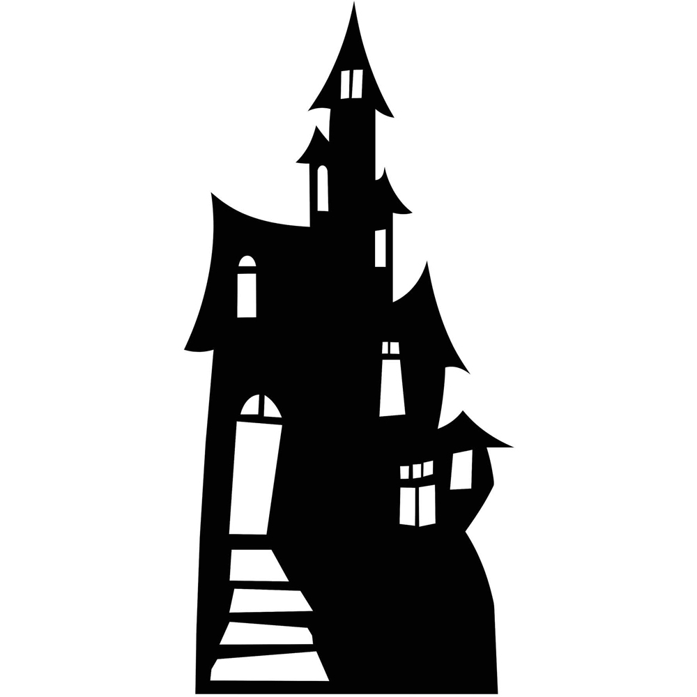 Star Cutouts Large Haunted House Silhouette Cardboard Cutout 5.5ft Image 1