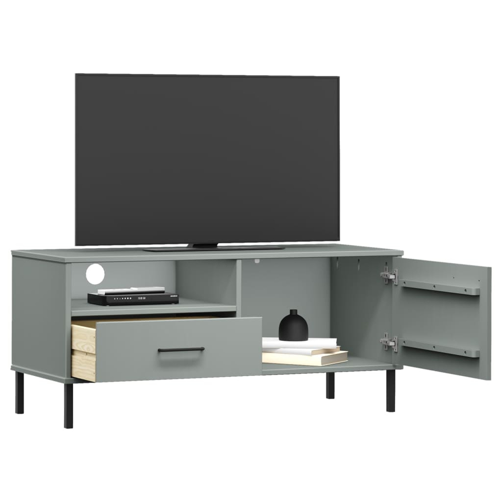 vidaXL Oslo Single Door Single Drawer Single Shelf Grey TV Cabinet Image 3
