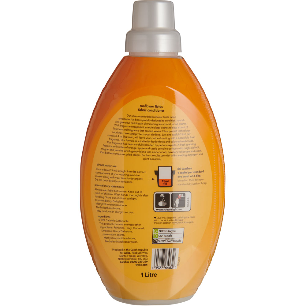 Wilko Sunflower Fields Concentrated Fabric Conditioner 66 Washes 1L Image 2