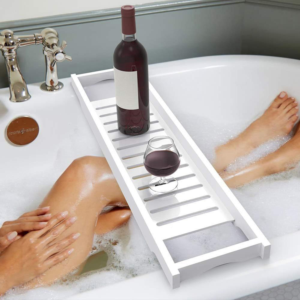 Bamboo Bath Tray White Image 5