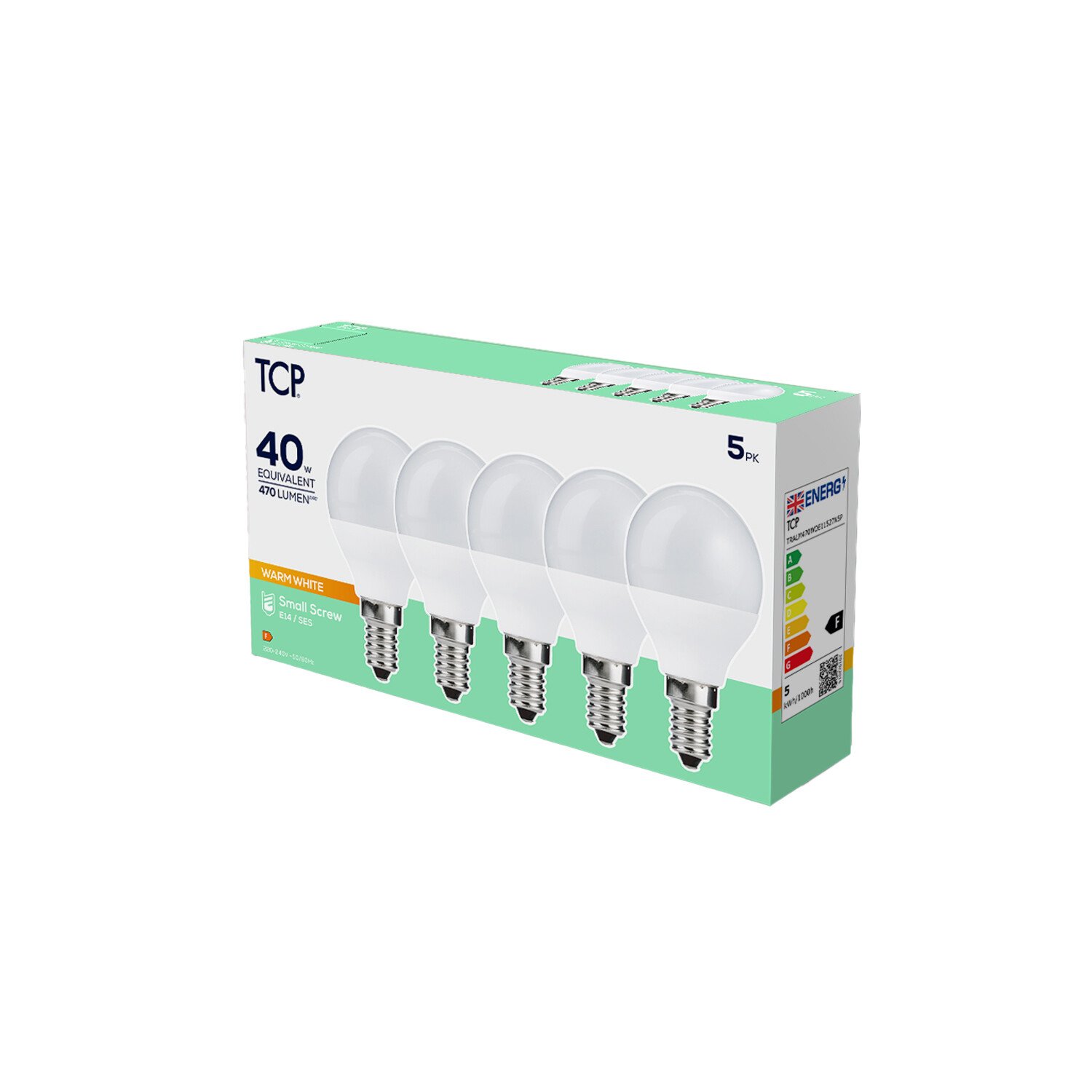 TCP LED Mini Globe 470L E14 Bulbs Warm White Image 1