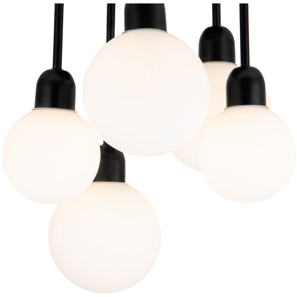 Cosylyte 5 Light Matt Black Opal Glass Ceiling Light Image 4