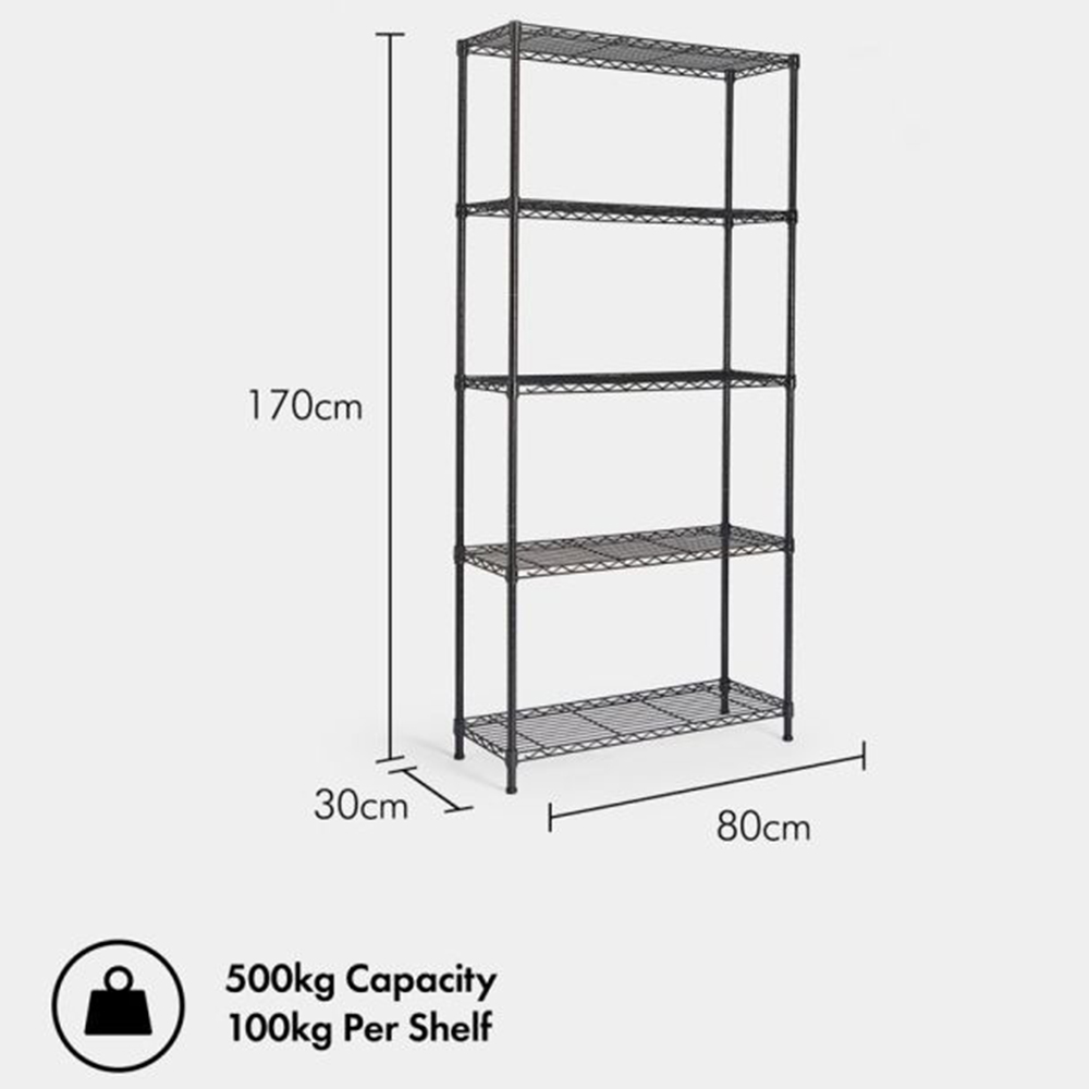 VonHaus 5 Shelf Wire Storage Rack Image 9