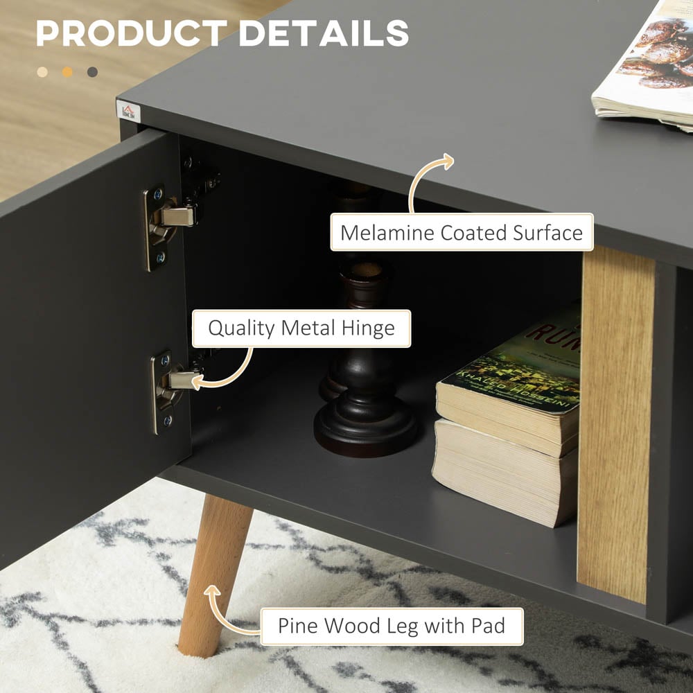Portland Single Door Single Shelf Grey Rectangular Coffee Table Image 6