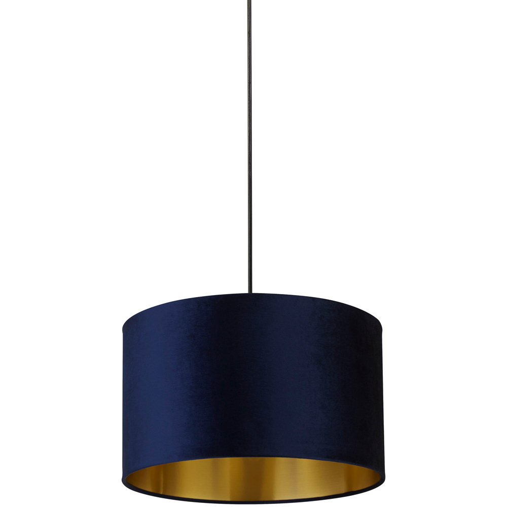 Lighting Collection Navy Gold Inner Velvet Drum Shade 40cm Image 1