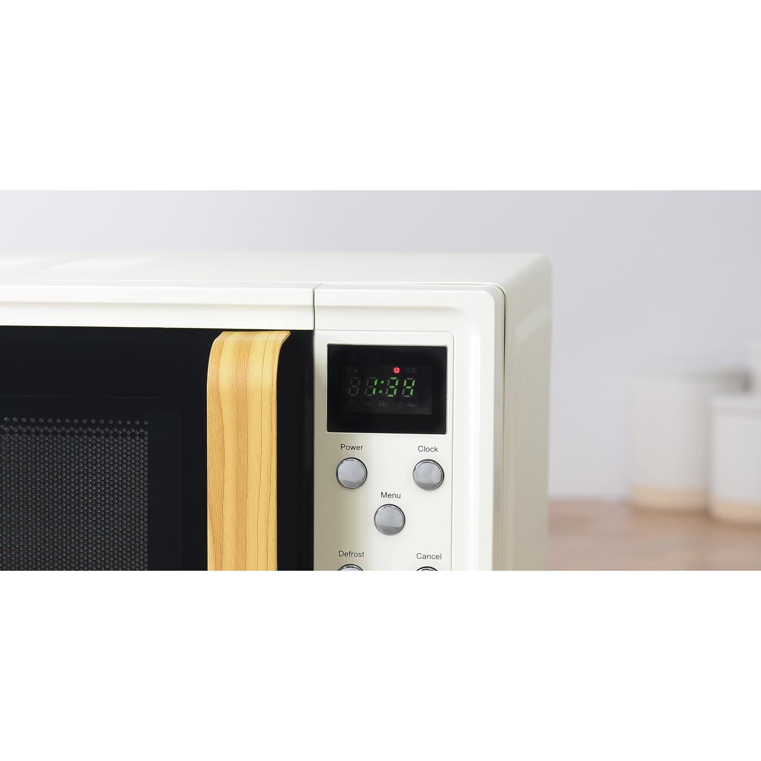Oslo Cream and Wood Effect 20L Microwave Image 3
