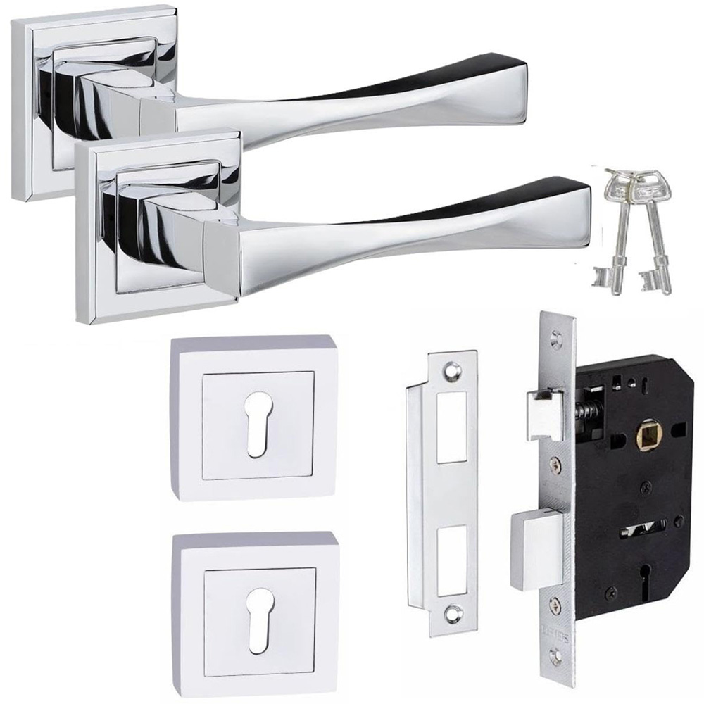 Golden Grace Polished Chrome Astrid Straight Door Handle Set Image 1