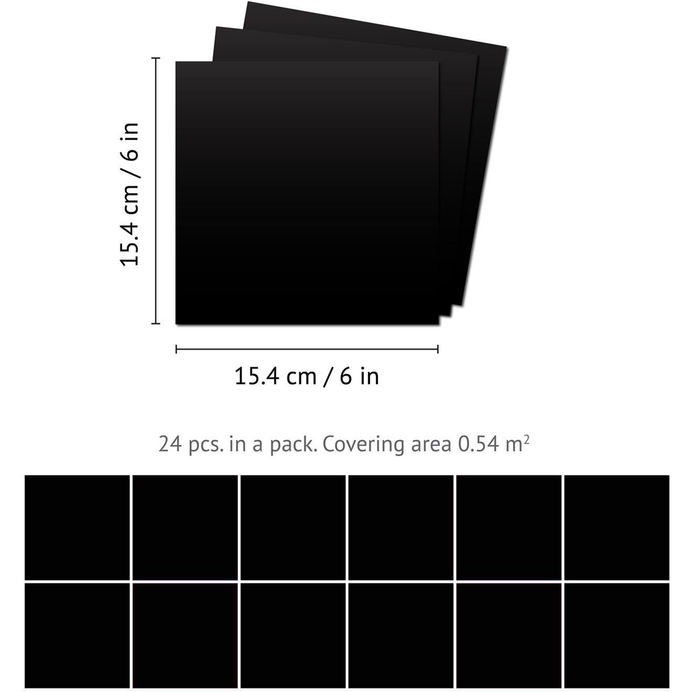Walplus Black Block Self Adhesive Tile Sticker 24 Pack Image 6