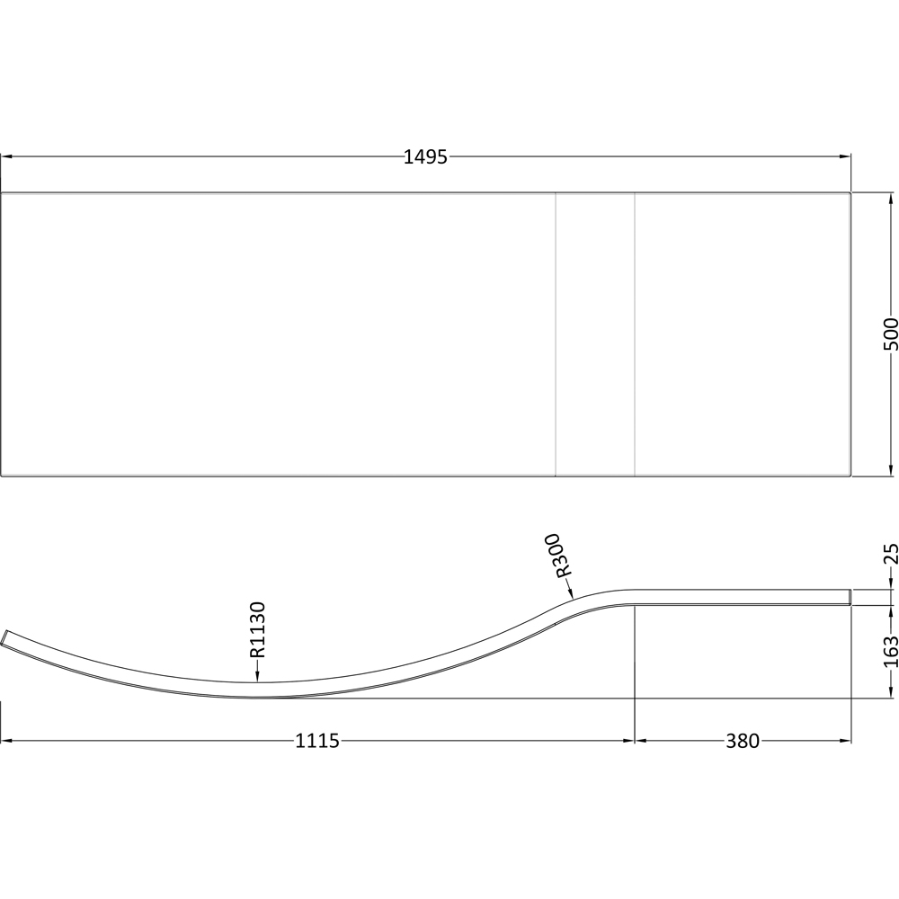 nuie White B Shaped Front Panel 1500mm Image 2