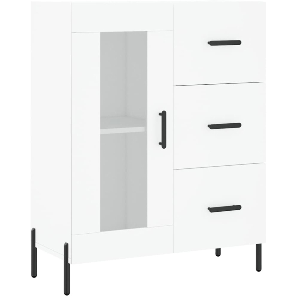 vidaXL Single Glass Door 3 Drawer White Sideboard Image 2