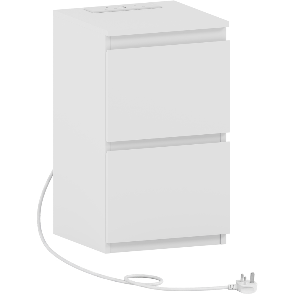 VIDA DESIGNS Denver 2 Drawer White Bedside Chest with Power Outlet Image 2